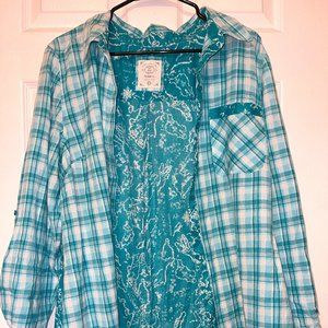 Style & Co. Woman's Button-Up Blue Blouse/Flannel XL